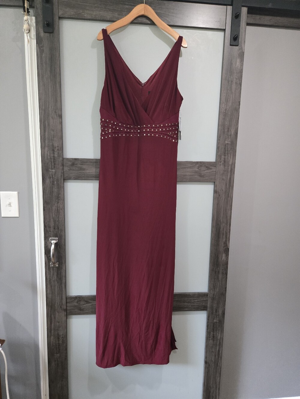 Laundry Shelli Segal Deep Garnet Rhinestone Formal Maxi Gown 12 NWT
